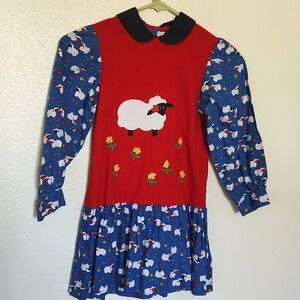 Chocolate Soup Sheep Print Applique Dress
